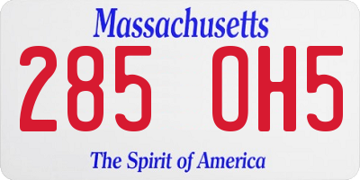 MA license plate 285OH5