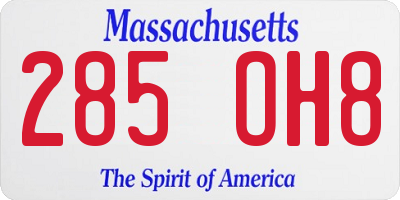 MA license plate 285OH8