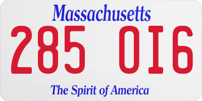 MA license plate 285OI6