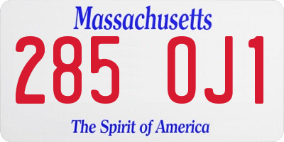 MA license plate 285OJ1