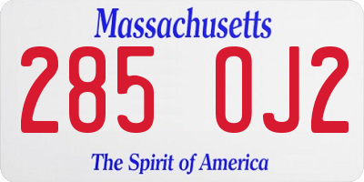 MA license plate 285OJ2