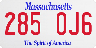 MA license plate 285OJ6
