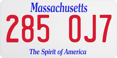 MA license plate 285OJ7