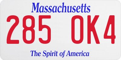 MA license plate 285OK4