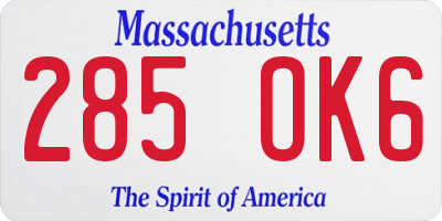 MA license plate 285OK6