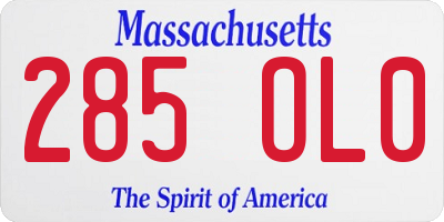 MA license plate 285OL0