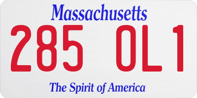 MA license plate 285OL1