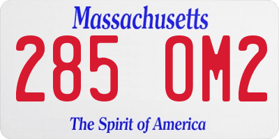 MA license plate 285OM2