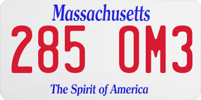 MA license plate 285OM3
