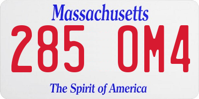 MA license plate 285OM4