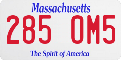 MA license plate 285OM5