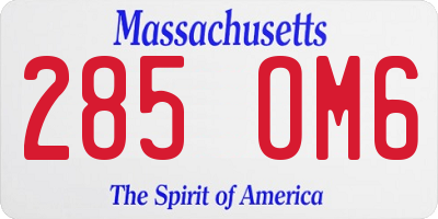 MA license plate 285OM6