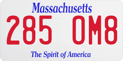 MA license plate 285OM8