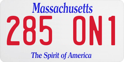 MA license plate 285ON1