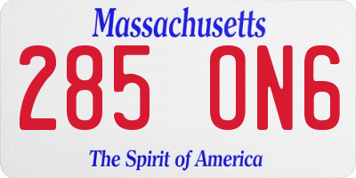 MA license plate 285ON6
