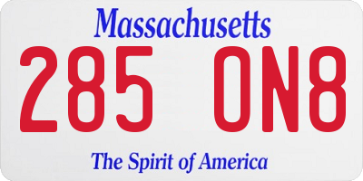 MA license plate 285ON8