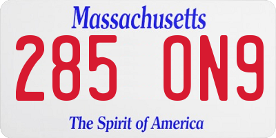 MA license plate 285ON9
