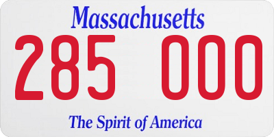 MA license plate 285OO0