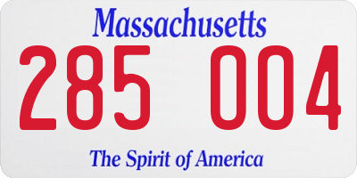 MA license plate 285OO4