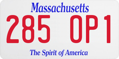 MA license plate 285OP1