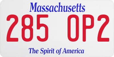 MA license plate 285OP2