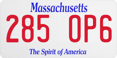 MA license plate 285OP6
