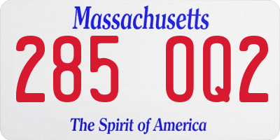 MA license plate 285OQ2