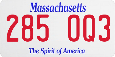 MA license plate 285OQ3