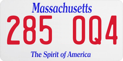MA license plate 285OQ4