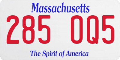 MA license plate 285OQ5