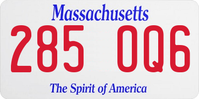 MA license plate 285OQ6