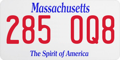 MA license plate 285OQ8