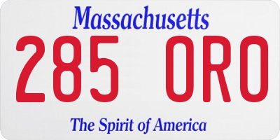 MA license plate 285OR0