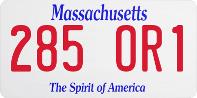 MA license plate 285OR1