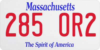 MA license plate 285OR2