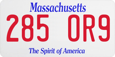 MA license plate 285OR9