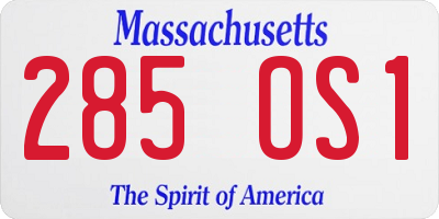 MA license plate 285OS1