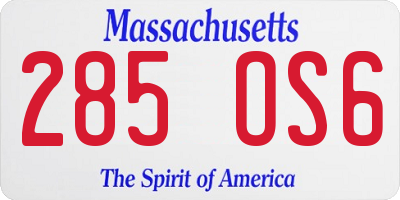 MA license plate 285OS6