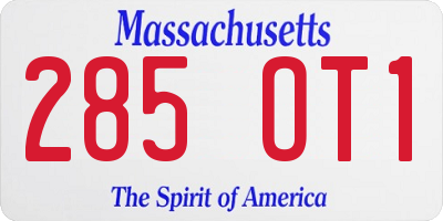 MA license plate 285OT1