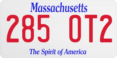 MA license plate 285OT2