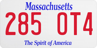 MA license plate 285OT4