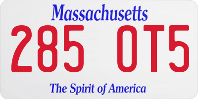 MA license plate 285OT5