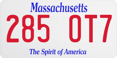 MA license plate 285OT7