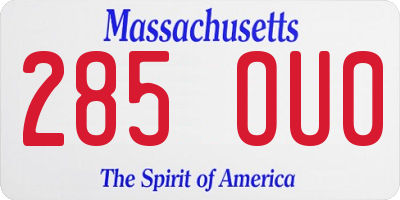 MA license plate 285OU0