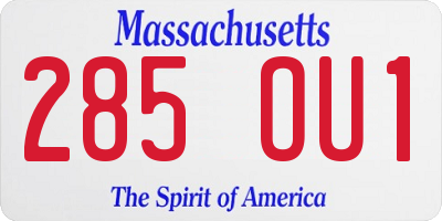 MA license plate 285OU1