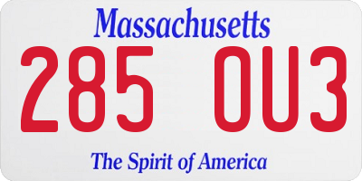 MA license plate 285OU3
