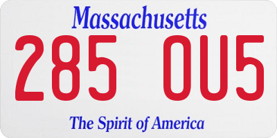 MA license plate 285OU5