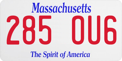 MA license plate 285OU6