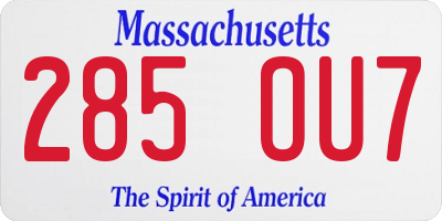 MA license plate 285OU7