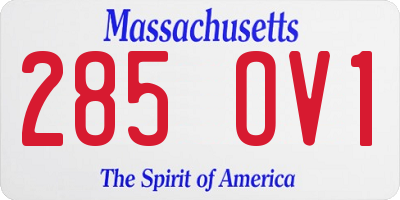 MA license plate 285OV1
